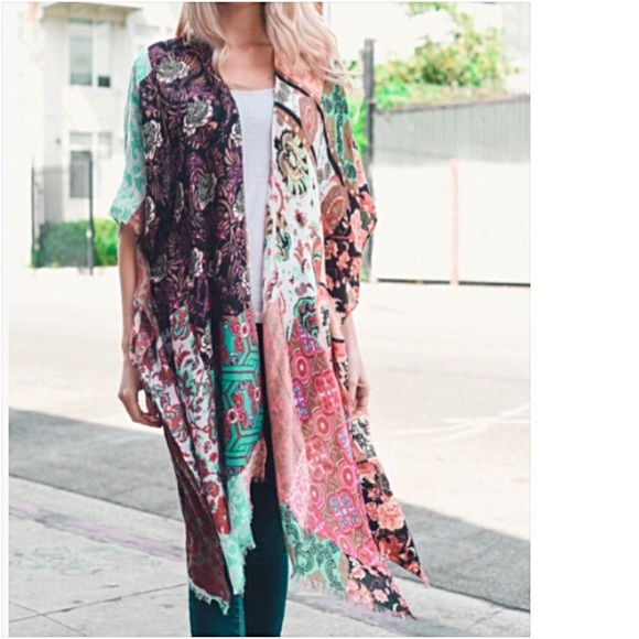 Boho Chic Kimono Wrap Swim Coverup O/S - Picture 7 of 8